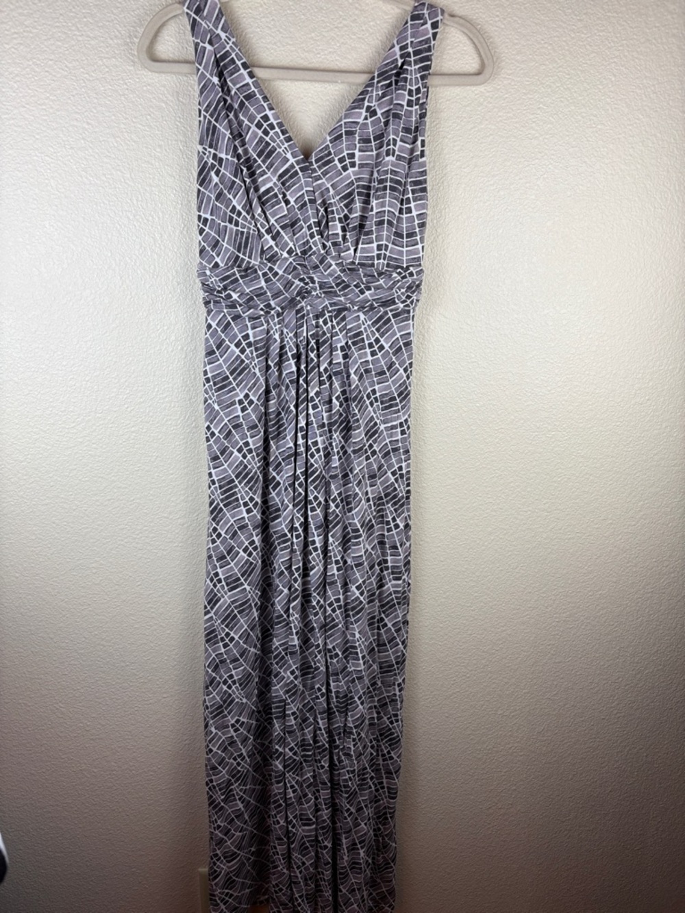 Tart Gray Taupe Modal Sleeveless Double V-Neck Long Maxi Dress Size M